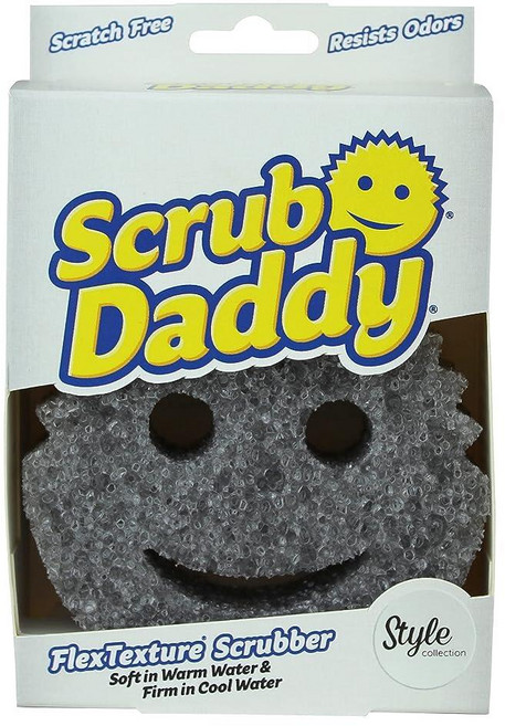 Scrub Daddy Style 접시 스폰지 청소 및 세척을 위한 스마일리 페이스 스폰지 - FlexTexture 단단하고 부드러운 스크러빙 식기 세척기 - 그레이, 1개