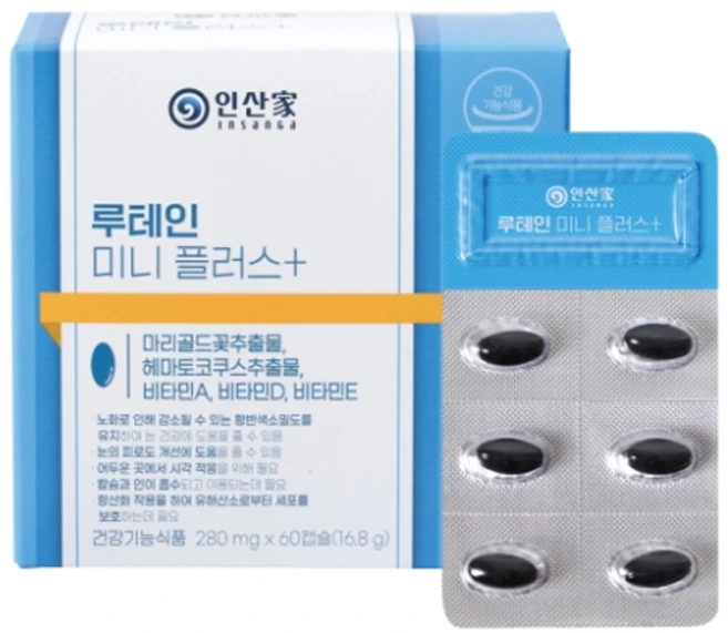 인산가 정품 루테인 미니플러스280mg x 60캡슐 루태인 눈건강 눈영양제, 1개, 60정 - 쿠팡