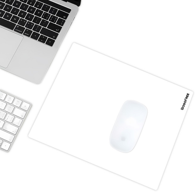 GOGOFREE 게이밍 사무용 강화유리 마우스패드 M&S, 1개, 화이트 240x300mm