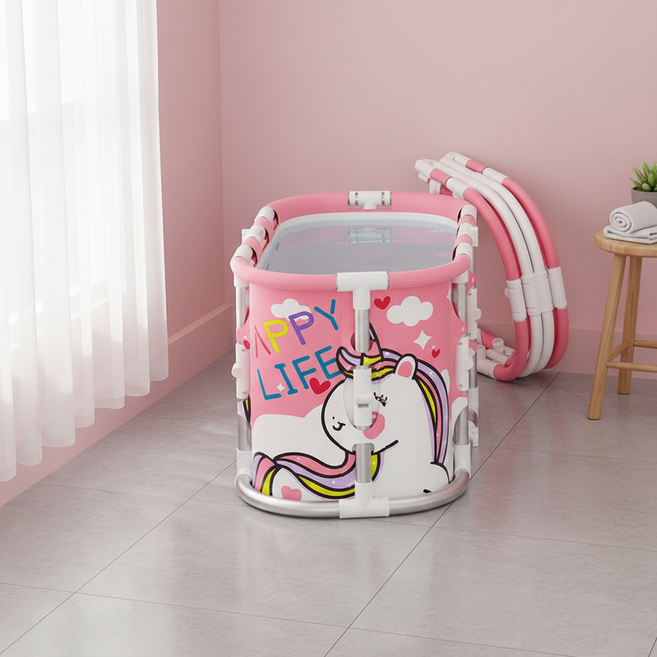 프라이빗 와이드 반신욕조 휴대용 1인 욕조 폴딩 목욕통 실내 스파, 와이드 110cm 접이식, 욕조 (밤하늘)