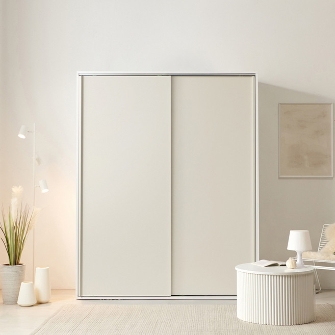 보루네오 루시 슬라이딩 옷장 120~240cm 장롱 10cm단위 E0등급, 행거형A (1단+2단), 웜베이지