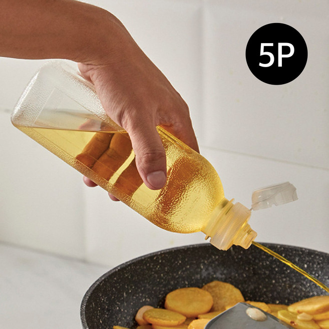 흐르지않는 만능 소스통 5P세트 업소용 소분용기 오일 간장 꿀 식용유 참기름, 5개, 300ml