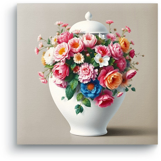 [모레아] 달항아리 그림액자 캔버스 재물운 백자 도자기 거실 인테리어 돈들어오는 그림액자 풍수인테리어, 2. 달항아리 꽃담