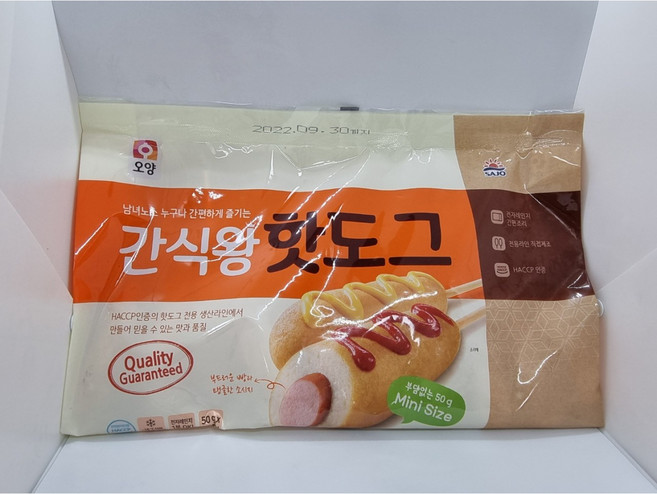 사조오양 간식왕 핫도그 1kg 냉동 휴게소 간식 남녀노소 간편하게, 1개