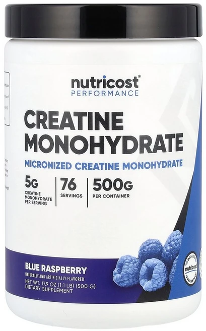 뉴트리코스트 Nutricost ​운동 능력 크레아틴 일수화물 블루 라즈베리 500g17.9oz141429원산지:기타, 498 g, 1개, 500g - 쿠팡
