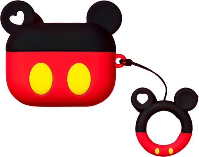 에어팟 프로3 에어팟 4세대 큐티 미니 미키 케이스 변색방지 실리콘+ 카라비너 에어팟 케이스 세트, 레드 큐티 미니