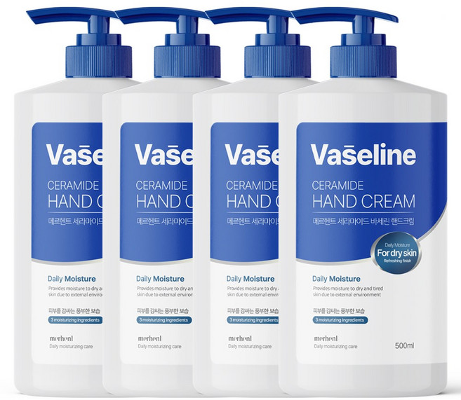 메르헨트 바세린 세라마이드 대용량 핸드크림 500ml x 4개 핸드로션 고보습 향좋은 퍼퓸
