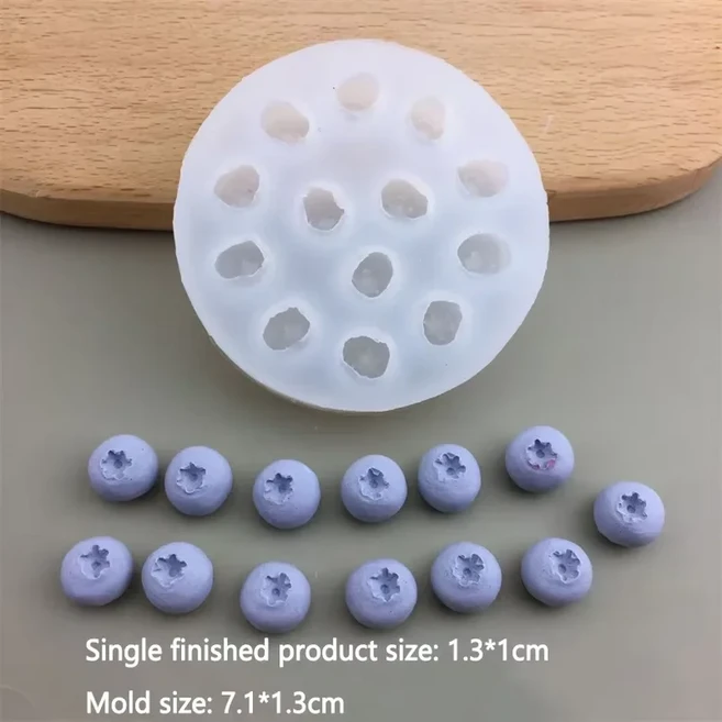 3D 시뮬레이션 과일 촛불 실리콘 금형 블루 베리 모양의 퐁당 DIY 초콜릿 베이킹 케이크 장식 도구, 01 fruit, 04 S blueberry
