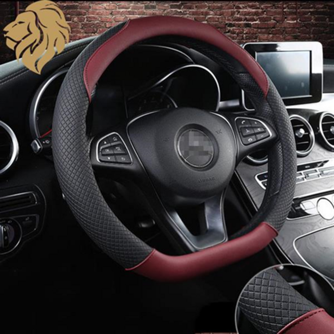 소울랜드 타공 D컷 QM6 전용 자동차 핸들커버, 웨이브 컬러플 와인