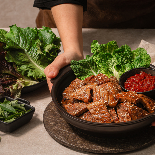 엄지레시피 양념 돼지갈비 맛 돼지왕구이 / 개별포장, 1kg, 2개