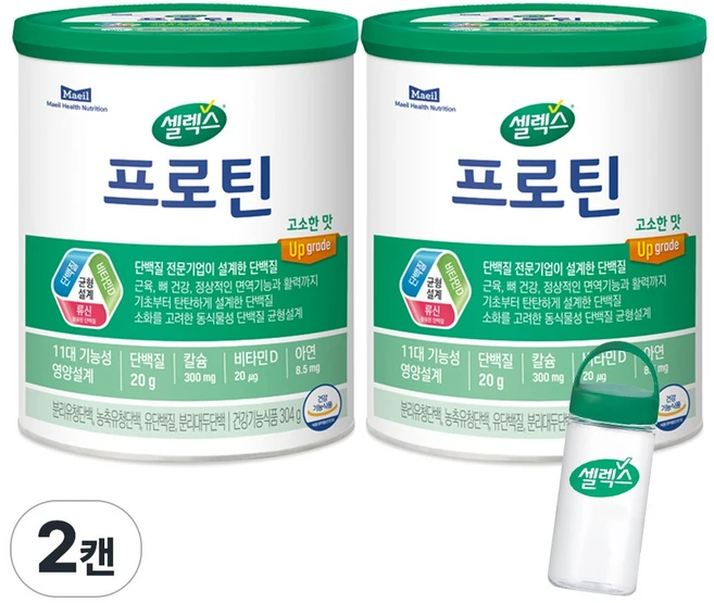 셀렉스 프로틴 고소한맛 2캔+사은품(보틀), 304g, 2개 - 쿠팡