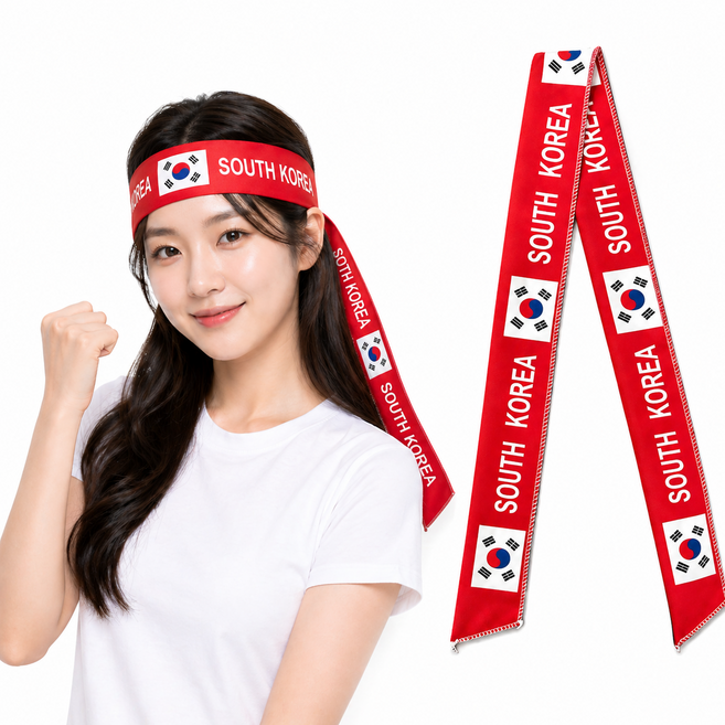 2026 북중미 월드컵 한국 응원 머리띠 태극기 축구 응원용품, 1개, 레드