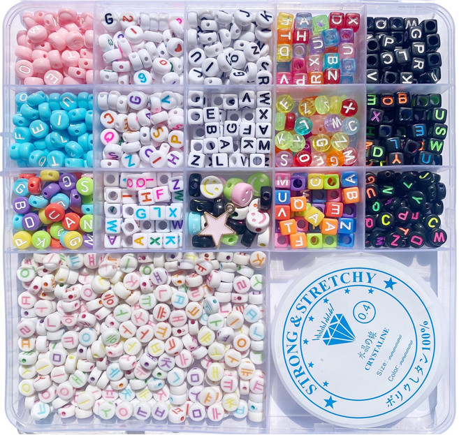 이니셜비즈 한글 알파벳비즈 팔찌 만들기 비즈공예세트 혼합 1개