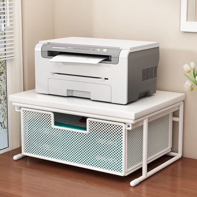 다용도 프린터 선반 복합기 받침대 테이블 수납 정리 거치대 사이즈 조절 가능, 화이트+화이트