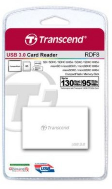 트랜센드 USB 3.0 멀티 카드 리더기, TS-RDF8W, 화이트, 1개