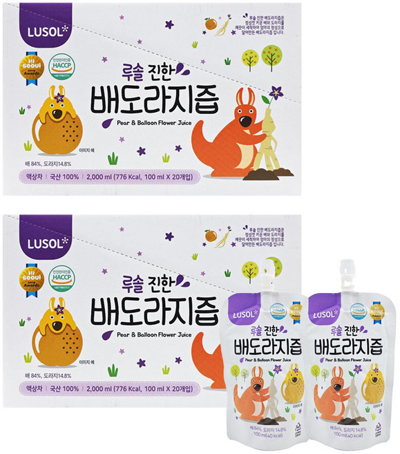 루솔이 만든 진한 배도라지즙 선물세트, 100ml, 40개