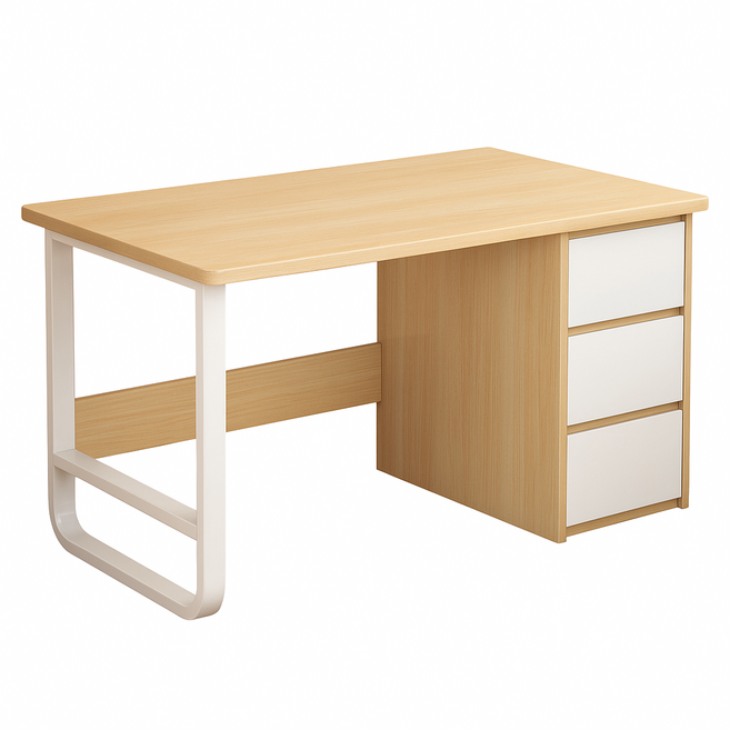 AOTTO 北歐風U型加粗三抽書桌
