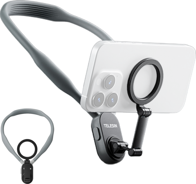 텔레신 맥세이프 목걸이 마운트 마그네틱 넥마운트 핸드폰 홀더 아이폰, 그레이, 1개, 맥세이프 넥마운트