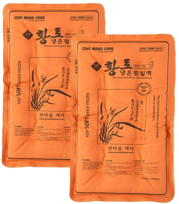 한마음케어 면 황토 냉온 찜질팩 특대형, 2개