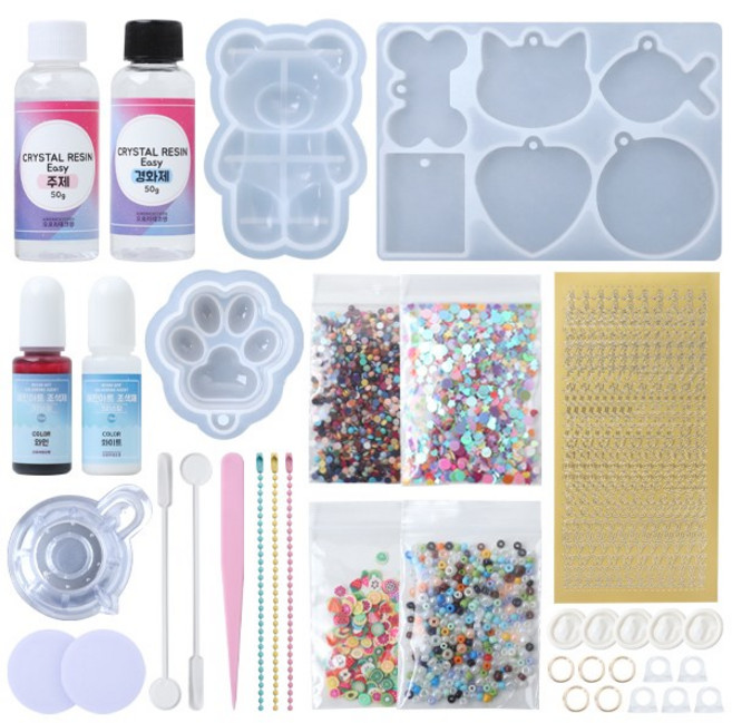 오로라데코덴 안전인증 레진 아트 공예 세트 선물 패키지 박스 체험A, 혼합색상, 1개