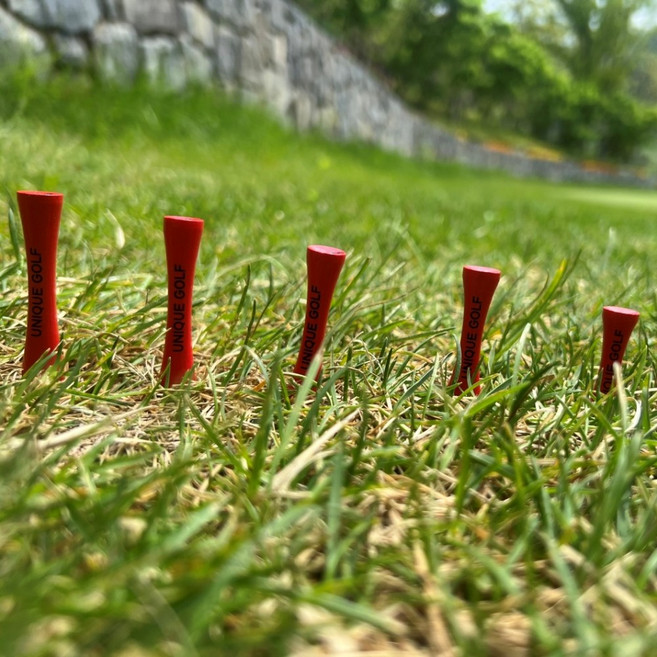 유니크골프 높이조절 티꽂이 골프용품 대나무 롱 숏 우드티 나무티 30개 1세트, 레드