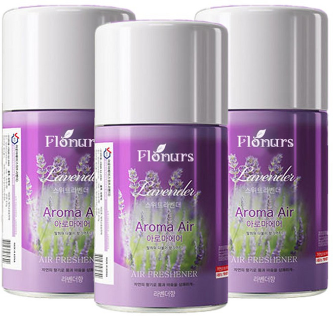 아로마에어 방향제 자동분사기 리필 캔, 280ml, 3개, 라벤다