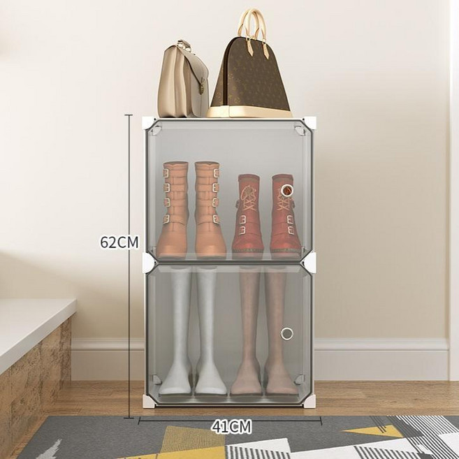 투명 신발장 보관함 롱부츠 케이스 공간 절약형 서랍형 현관 작업화 장화 화이트 1열 1층, 01. 화이트 1열 1층, 1개