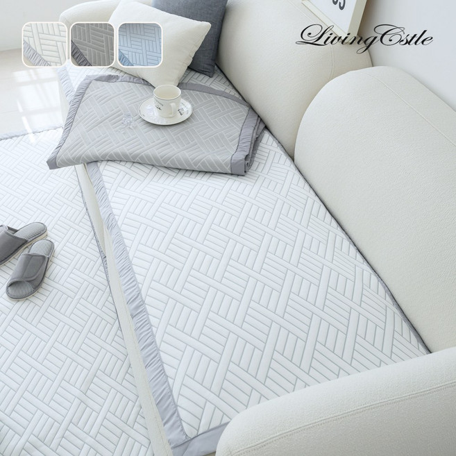 국산 리빙캐슬 쿨헤링본 듀라론 냉감 소파패드 논슬립