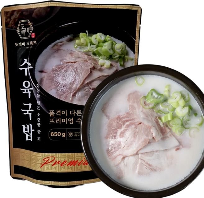 도깨비 수육국밥 진한 돼지고기 명품 육수 옛날 국밥, 1개, 650g
