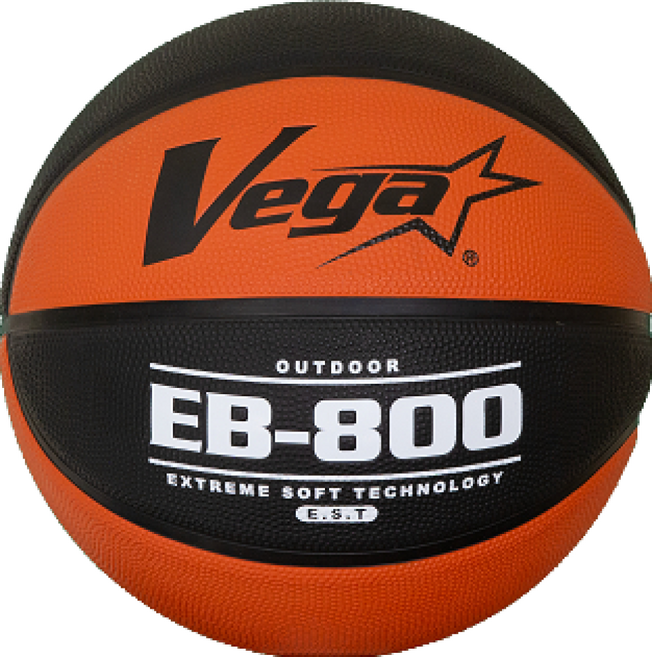 Vega EB-800 戶外籃球 7號 橡膠, 1個, OBR-755BKOR 黑橘色