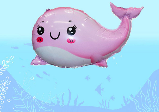 [파티지] 귀욤 바다 풍선 모음 / 문어 고래 바다사자 불가사리 복어 오징어 해적선 꽃게 풍선, SC_B_귀욤풍선_핑크 고래