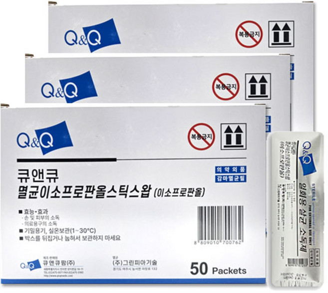 큐앤큐 멸균 이소프로판올 스틱스왑, 3개