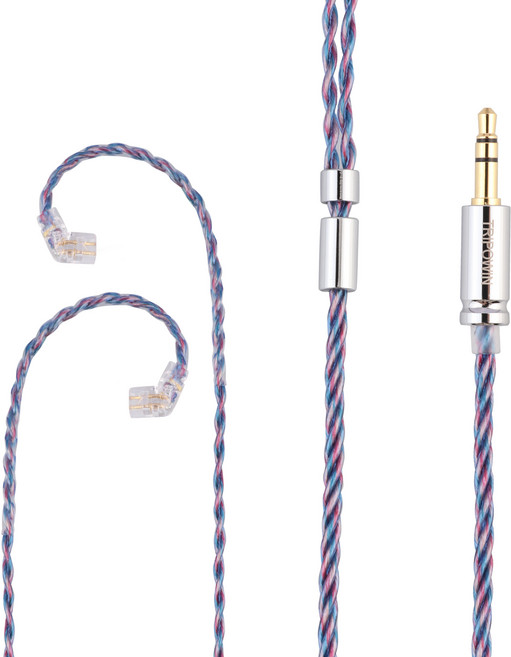 Tripowin Sirene IEM 케이블 4 코어 24AWG OFC 교체 케이블 코어당 32 와이어 인이어 모니터 오디오 애호가, 03 3.5mm-QDC, 3.5mm-QDC