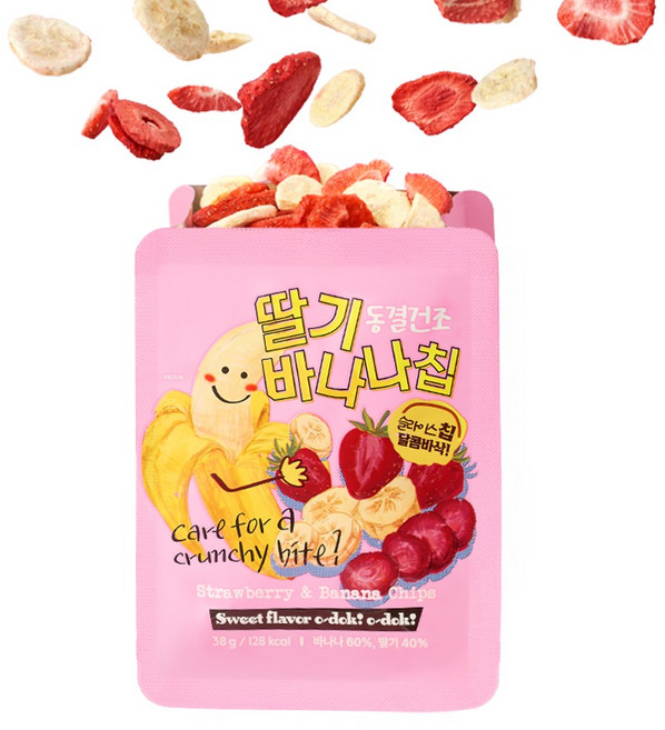 별별간식연구소 무설탕 무첨가물 100% 딸기바나나동결건조칩, 1개, 38g