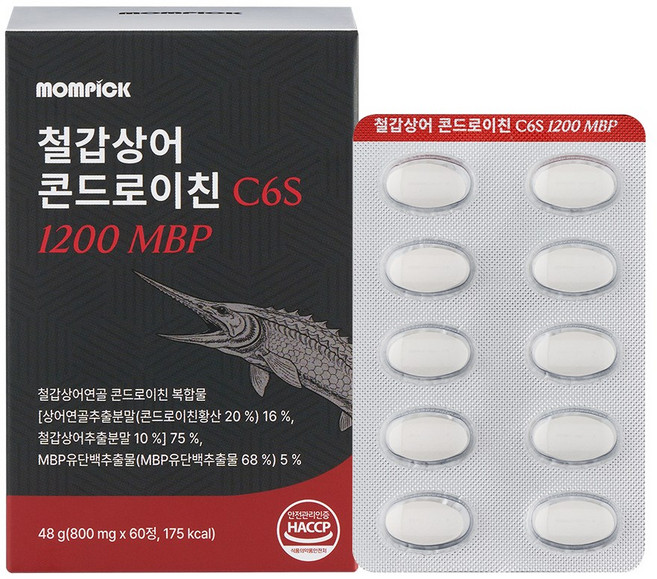 철갑상어 콘드로이친 6형1200 식약청 HACCP 인증 c6s 연골 MBP 맘픽 정품, 1세트, 60정
