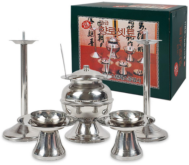 스텐 27종 동신 향로세트 7p 제기 제사용품 잔대 불통 촛대, 1세트, 상세페이지참조