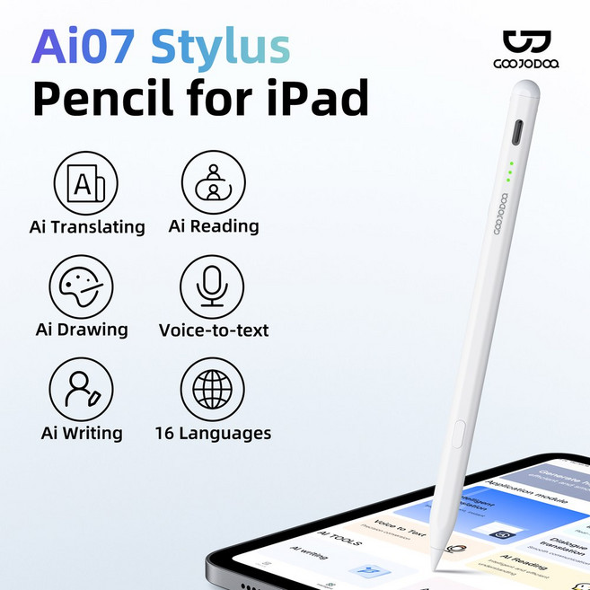GOOJODOQ AI07 스타일러스 PENCIL AI 충전 기울기 USB 고속 거부 감지 APPLE IPAD 읽기 쓰기 그리기 2018 2025, 아이보리