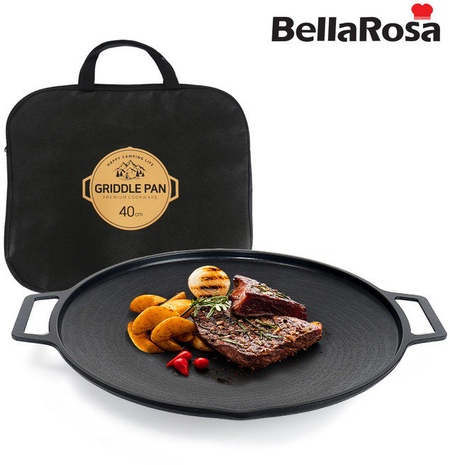 [벨라로사] 국내산 IH 인덕션 캠핑 그리들팬 40cm 고기불판+전용가방CN8452, 1개