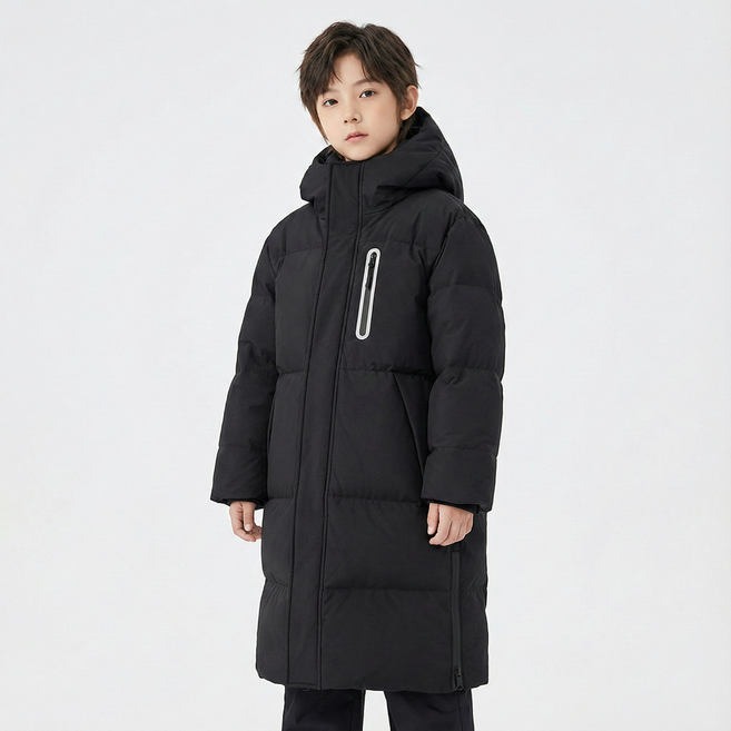 지디오 주니어 남녀공용 롱패딩 초등학생 겨울 후드 점퍼 아우터 키즈 눈썰매 스키 푸퍼 롱 잠바