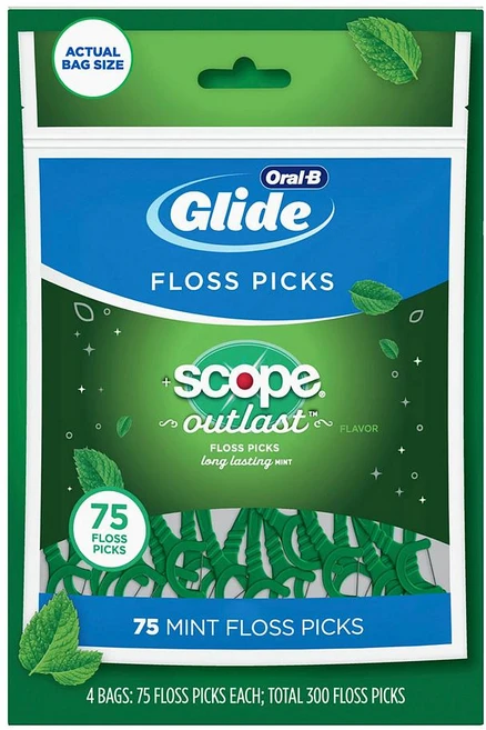 오랄비 치실 75개입 4팩 아웃라스트 Oral-B Glide Floss Picks Scope Outlast 75 ct. 4 pk., 4개 - 쿠팡