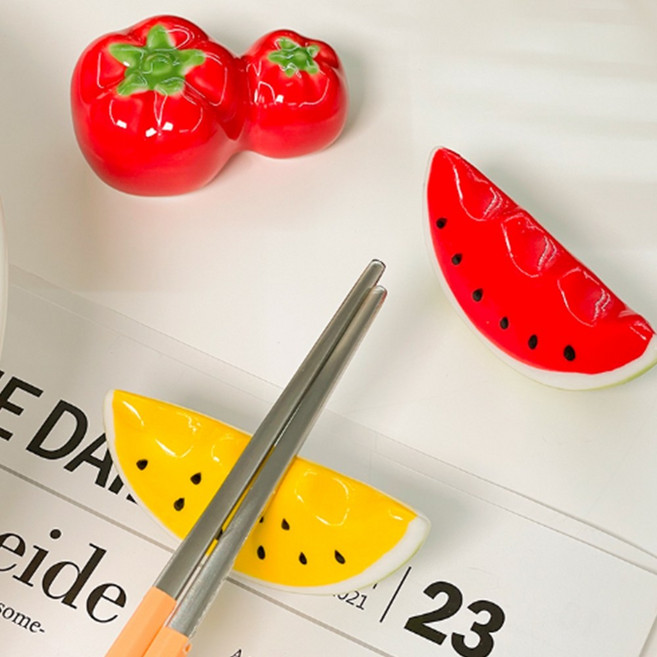예쁜 수저받침 미니과일 수박 젓가락 식탁, 1개, 토마토