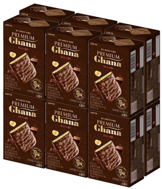 롯데웰푸드 프리미엄 가나 랑드샤 쇼콜라 91gx12개(1BOX), 91g, 12개
