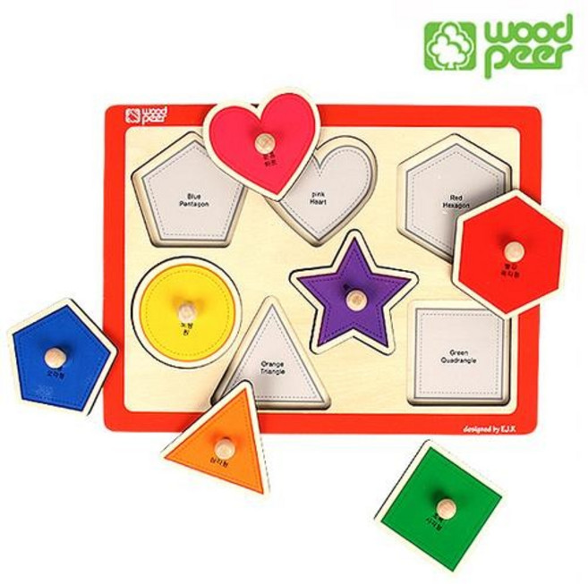 [우드피아] 손잡이퍼즐 도형, 1개