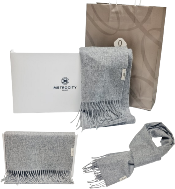 (백화점 매장판) 메트로시티 머플러 목도리 그레이 부드러운 울캐시미어 남녀공용 [선물포장박스+쇼핑백증정]