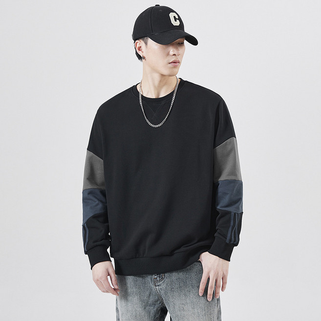 VANCAR 크루 넥 면스웨트 남성 봄과 가을 트렌디 브랜드 남성 빅사이즈 재킷