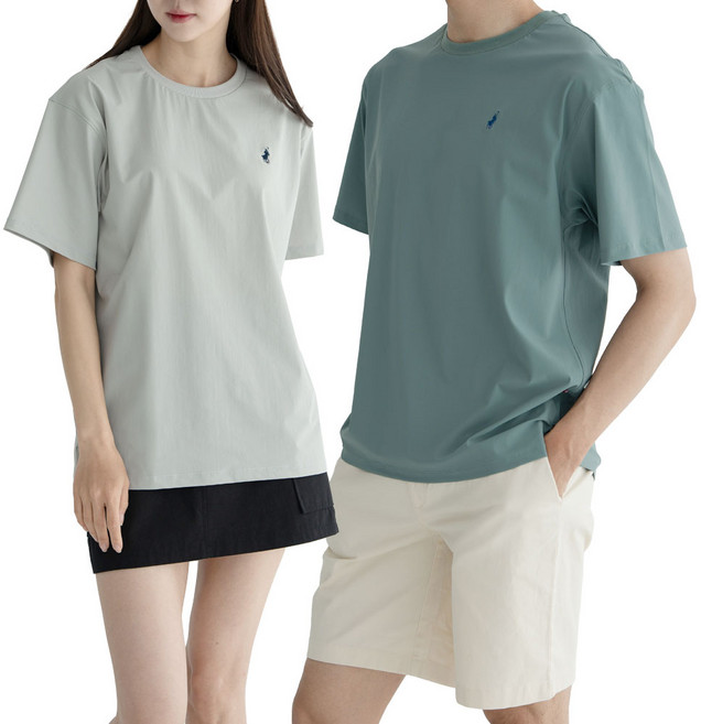 [1+1] [빅히트 패션] 남여공용 냉감 아이스 오버핏 얼음 반팔 라운드 티셔츠