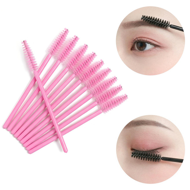 레인보우캣 눈썹 스크류 브러시 속눈썹 정리 마스카라 브러쉬, 50개, 핑크
