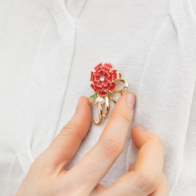 카네이션 브로치 중 (케이스) 조화 어버이날 스승의날 감사 행사 선물 소품 장식 뱃지