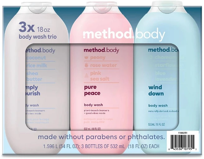 메소드 바디 워시 Daily Zen/ Pure Peace /Simply Nourish, 3개, 532ml - 쿠팡