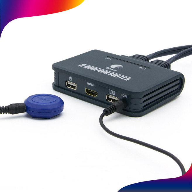 Coms HDMI KVM 스위치 2:1 입력2개/출력1개 케이블 연결형 110CM 컴스마트 BT268, 1개